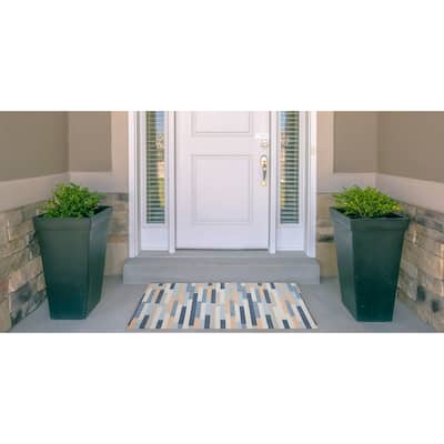 Indoor/Outdoor Water Resistant Pompano Blue & Ivory Washable Area Rug Washable Area Rug - 2' x 3'