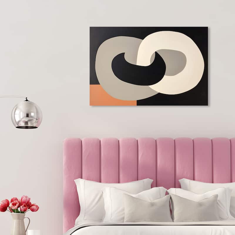 Wynwood Studio Canvas Abstract Link Black and Dark Orange Modern & Contemporary Wall Art Canvas Print - 30 x 20