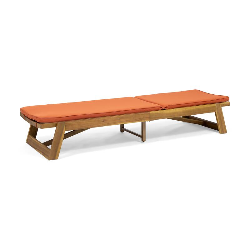 Maki Outdoor Acacia Wood Chaise Lounge and Cushion Set by Christopher Knight Home