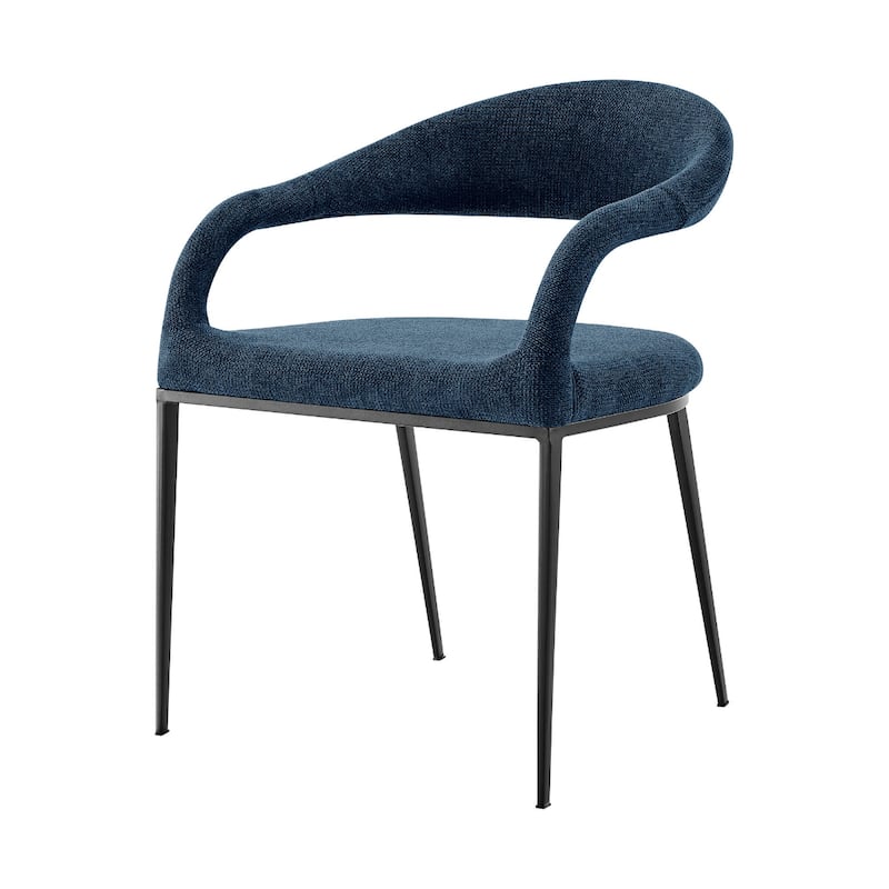 Metal Dining Armchairs with Polyester Upholstery Open Back, Set of 2 - 22” x 21” x 30” (D x W x H)