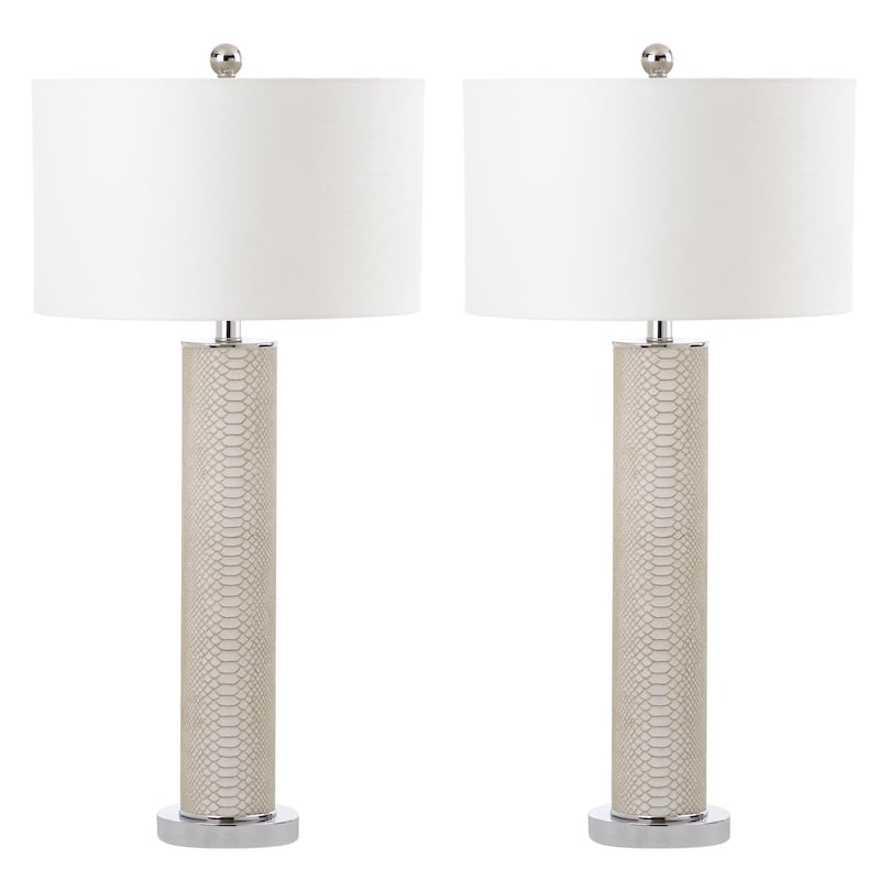 SAFAVIEH Lighting Tomika 32-inch Faux Alligator Grey Table Lamp (Set of 2) - 15"x15"x31.5" - 15Wx15Dx32H