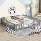 preview thumbnail 20 of 25, Double Twin Floor Bed with Fence, Guardrails, Without Door Grey