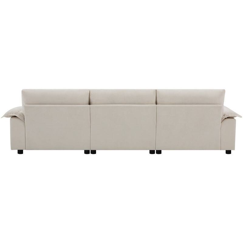 104*60" Sectional Sofa, L-Shape with Multifunctional Armrest, Dual-Port Charging, Cup Holder