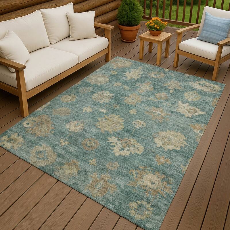 Machine Washable Indoor/ Outdoor Casual Traditional Chantille Rug