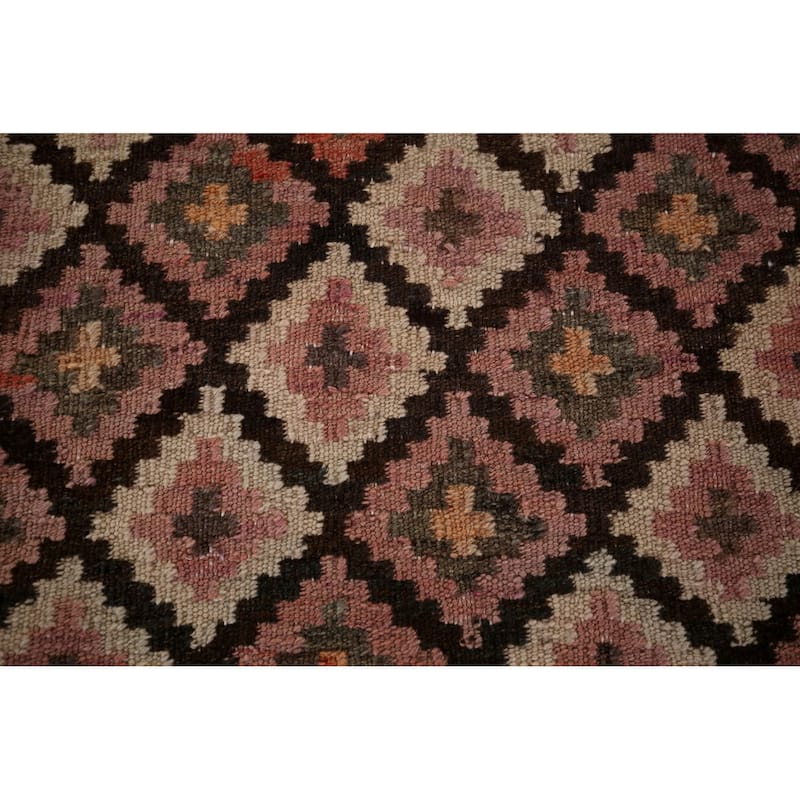 Trellis Kilim Persian Vintage Rug Flatweave Wool Carpet - 5'8" X 8'1"