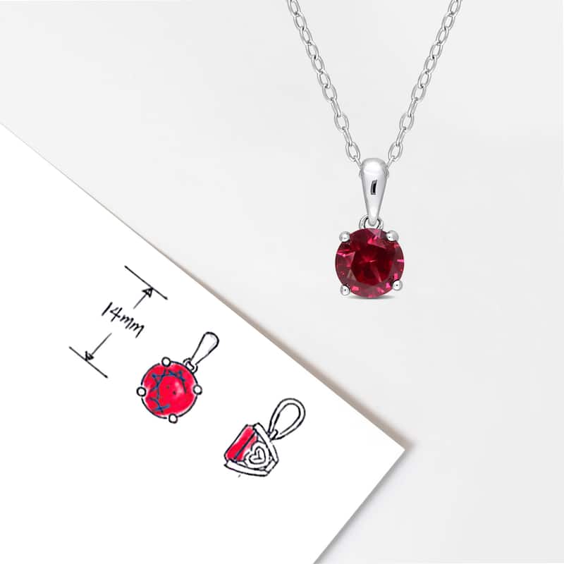 Miadora Birthstone Gemstone Heart Design Solitaire Necklace Sterling Silver