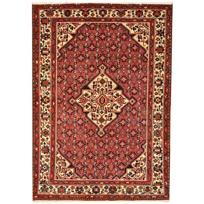 HERAT ORIENTAL Persian Hand-knotted Tribal Geometric Hamadan Wool Rug - 5'2 x 7'4