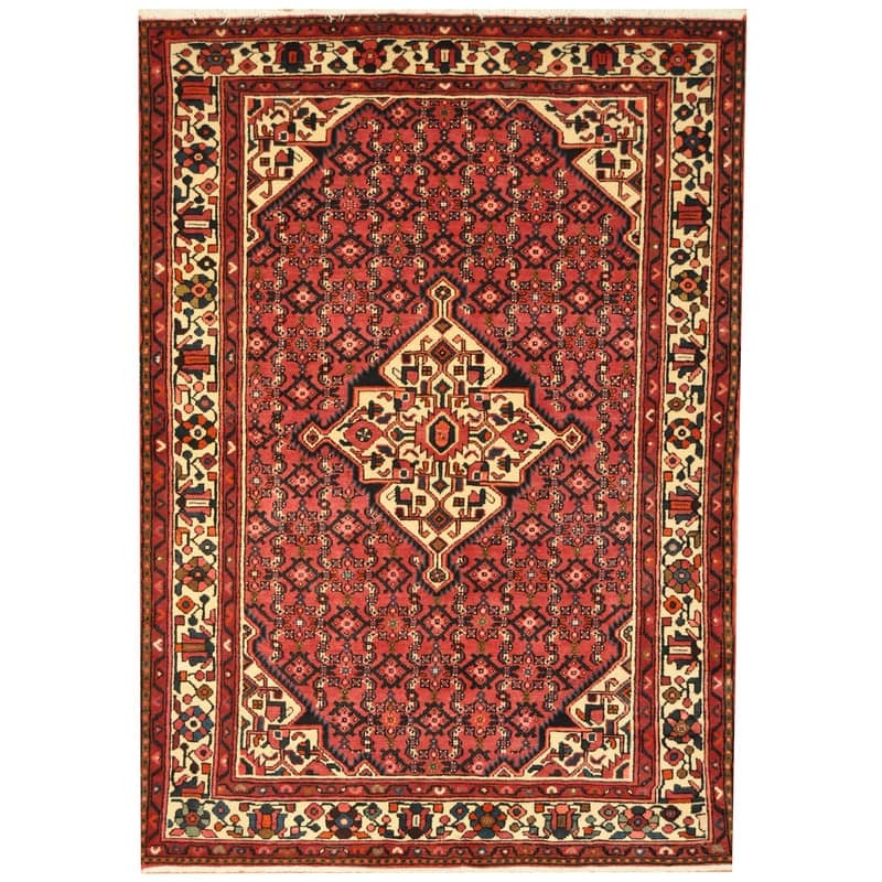 HERAT ORIENTAL Persian Hand-knotted Tribal Geometric Hamadan Wool Rug - 5'2 x 7'4