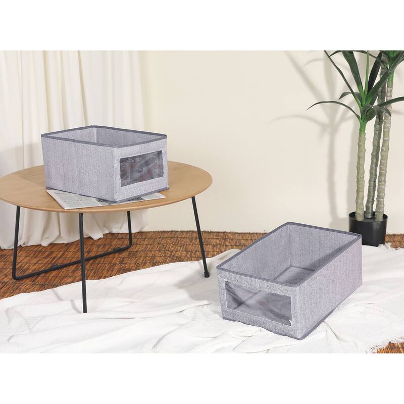 Storage Cube, Storage Bin with Handles for Shelves Closet, 1 Pack Foldable Storage Basket for Organizing Clothes - Grey