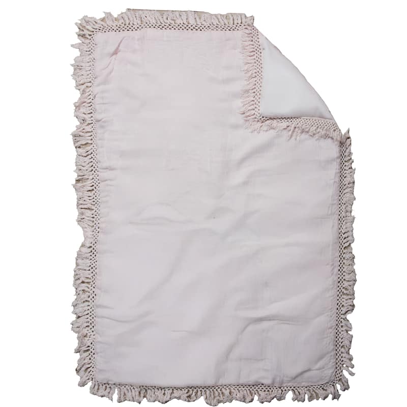Rizzy Home Tatum Solid Fringe Crib Quilt - 38" X 50" - Blush