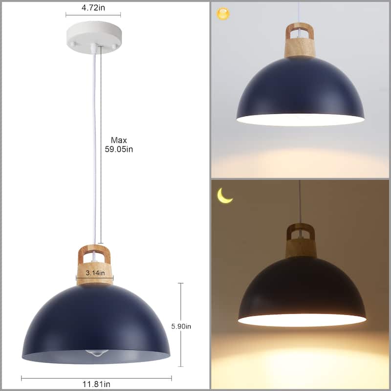 1-Light Pendant Light with Dome Shape, Classic Semi Flush Mount Chandelier for Dining Room Living Room Bedroom Kitchen