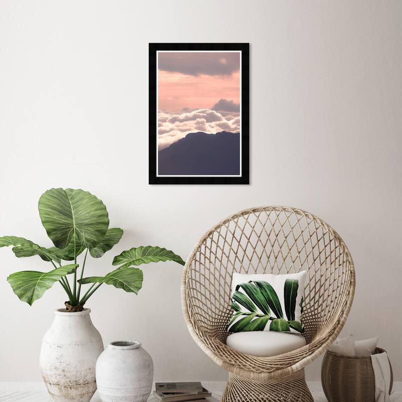 Wynwood Studio Prints Nature and Landscape Blush and Clouds Pink and Modern & Contemporary Wall Art Canvas Print - Black