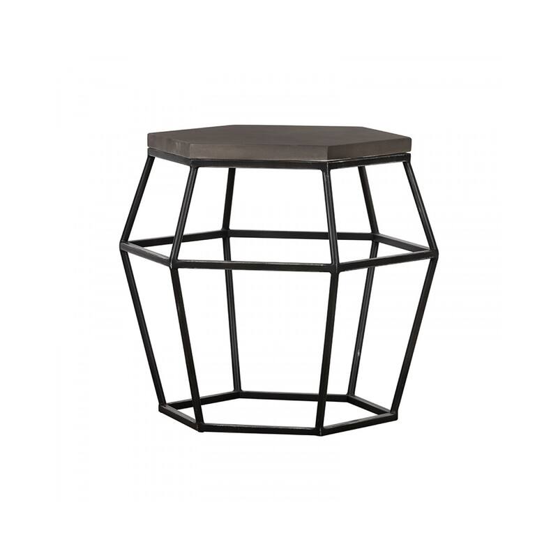 22 in. Gray and Black Rectangle Metal End Table, Sturdy Build End Side Table for Living Rooms