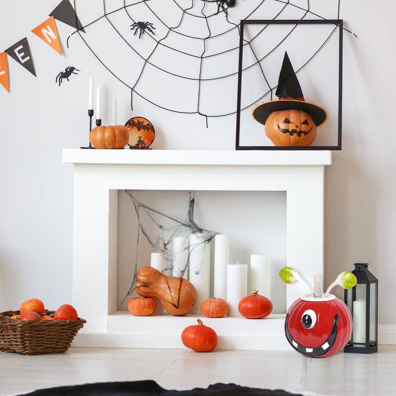 National Tree Company 15 in. Orange and 11 in. Red Metal Tabletop Pumpkin Decoration