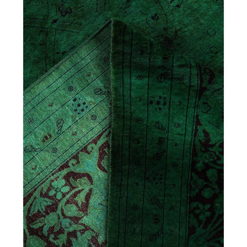 Overdyed One-of-a-Kind Hand-Knotted Area Rug - Green - 9' 1" x 17' 6"