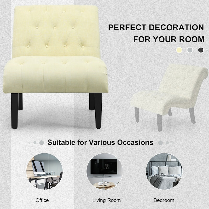 Gymax Set of 2 Armless Accent Chair Upholstered Tufted Lounge Chair - 38.5'' x 27.5'' x 33''