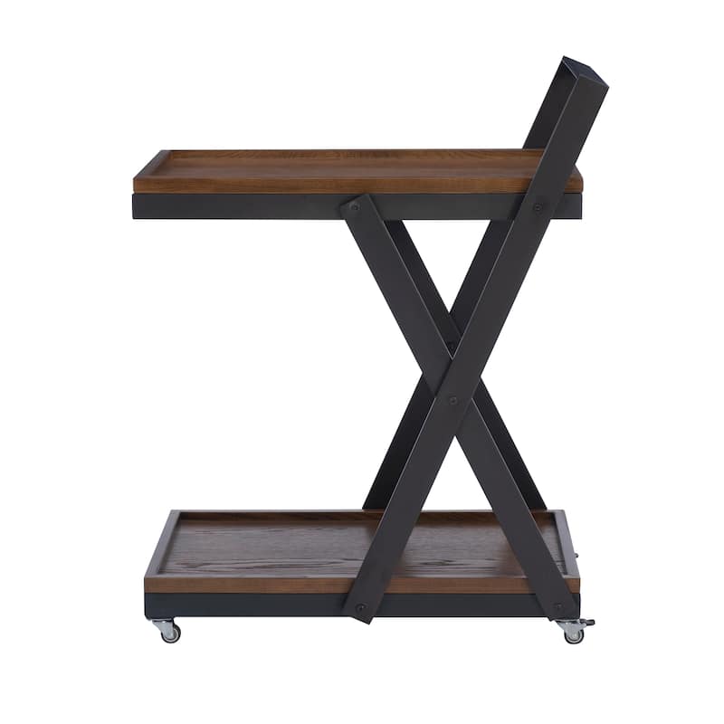 Walton Rustic Wooden Portable Bar Cart
