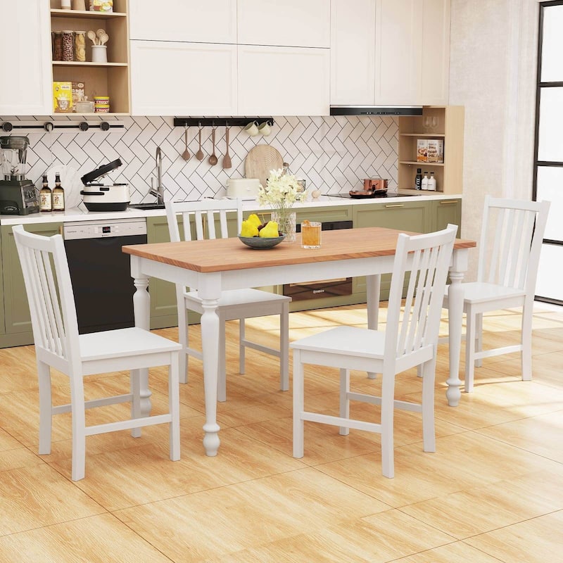 Costway Rustic Dining Chairs Set of 4 with Slat Tilt Backrest, Wide - See Details