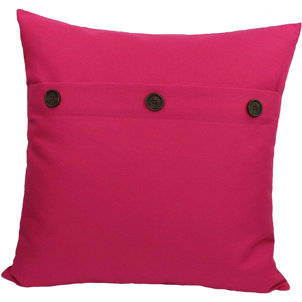 20"x20" Fuchsia Linen Blend Zippered Pillow With Buttons