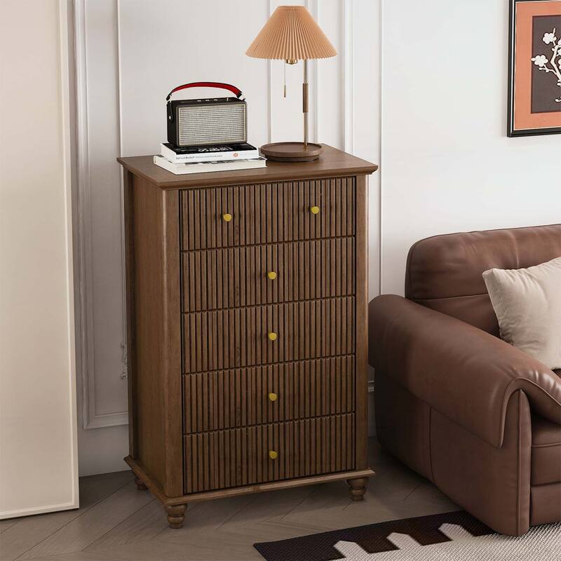 Tall Modern Chest of Drawers - Walnut