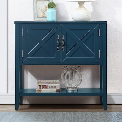 Wood Buffet Sideboard Console Table with 2-Door Cabinet