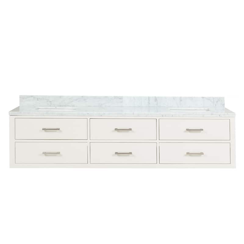 Lexora Castor Double Bath Vanity and Carrara Marble Top - 80 Inch - White