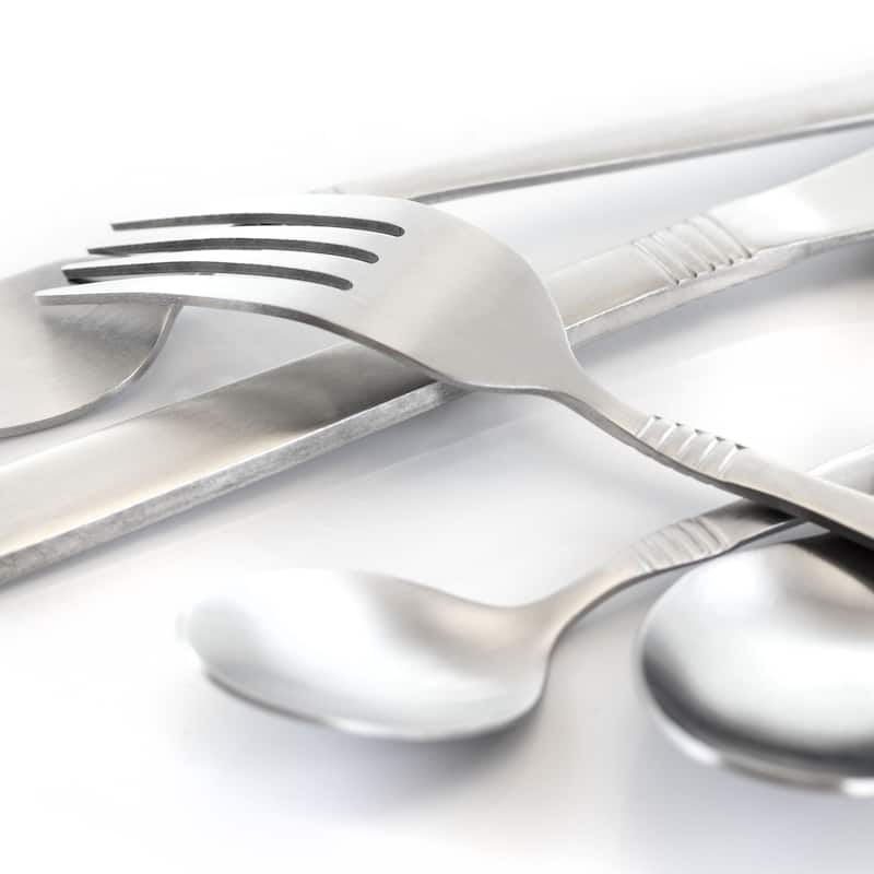 MegaChef Cravat 20 Piece Flatware Utensil Set, Stainless Steel Silverware Metal Service for 4 in Matte Silver