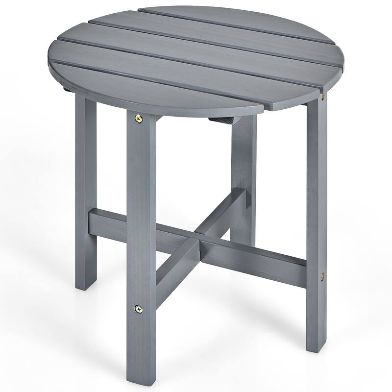 Round Patio Side Table Outdoor Bistro Table with Cruciform Structure - Grey