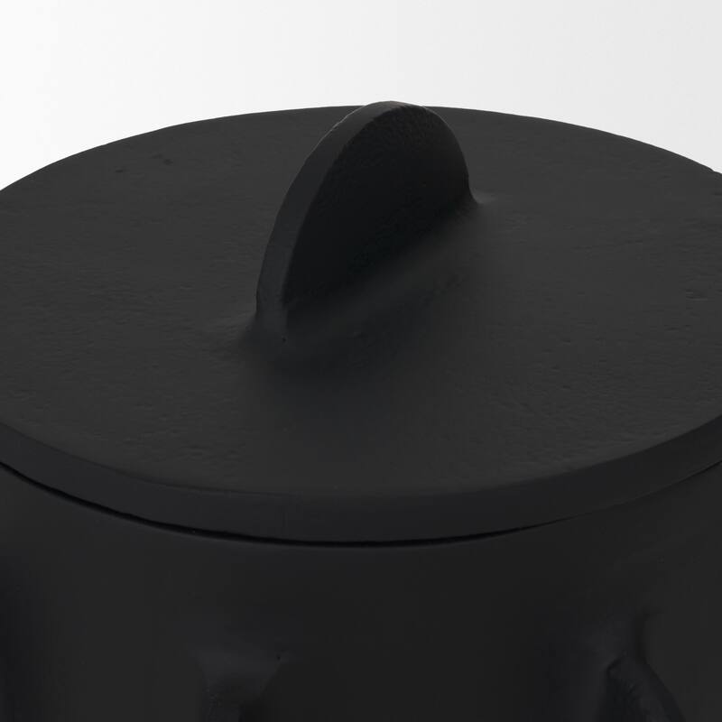 Deacon Large Matte Black Metal Canister with Sculptural Handles