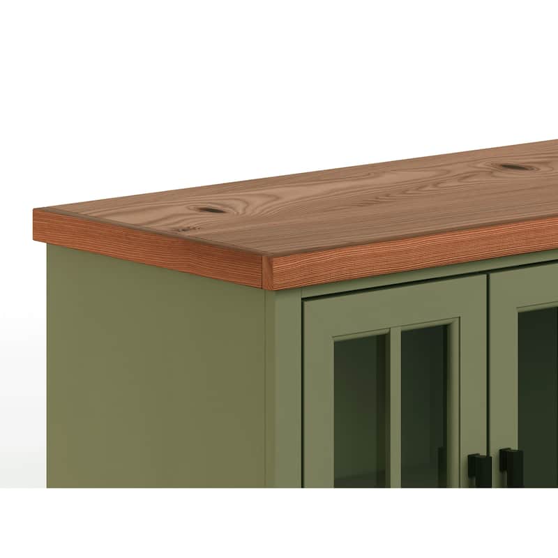 Bridgevine Home Modern Farmhouse 97 inch Fireplace TV Console for TVs up to 100 inches, Two-Tone Finish