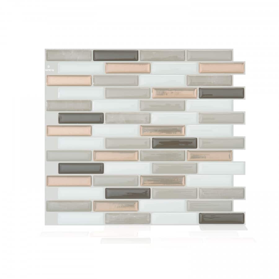 Milenza Andrea 10.20 in. x 9.00 in. Peel and Stick Self-Adhesive Decorative Mosaic Wall Tile Backsplash (4-Pack)