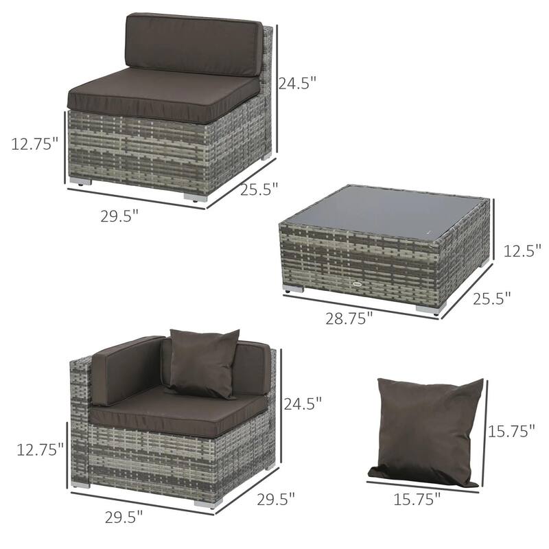 7PCS Weatherproof PE Rattan Patio Set, Sectional Storage