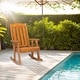 preview thumbnail 7 of 7, Wooden Rocking Chair Teak Color Fir Wood Vertical Backrest