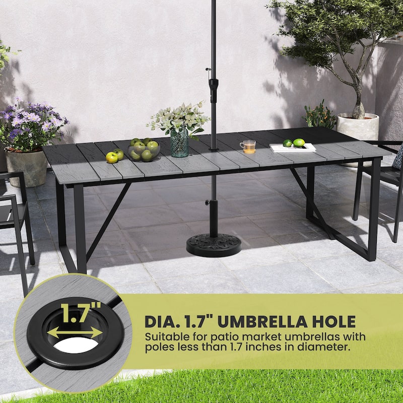 Outdoor Patio Aluminum Dining Table Rectangle with Umbrella Hole