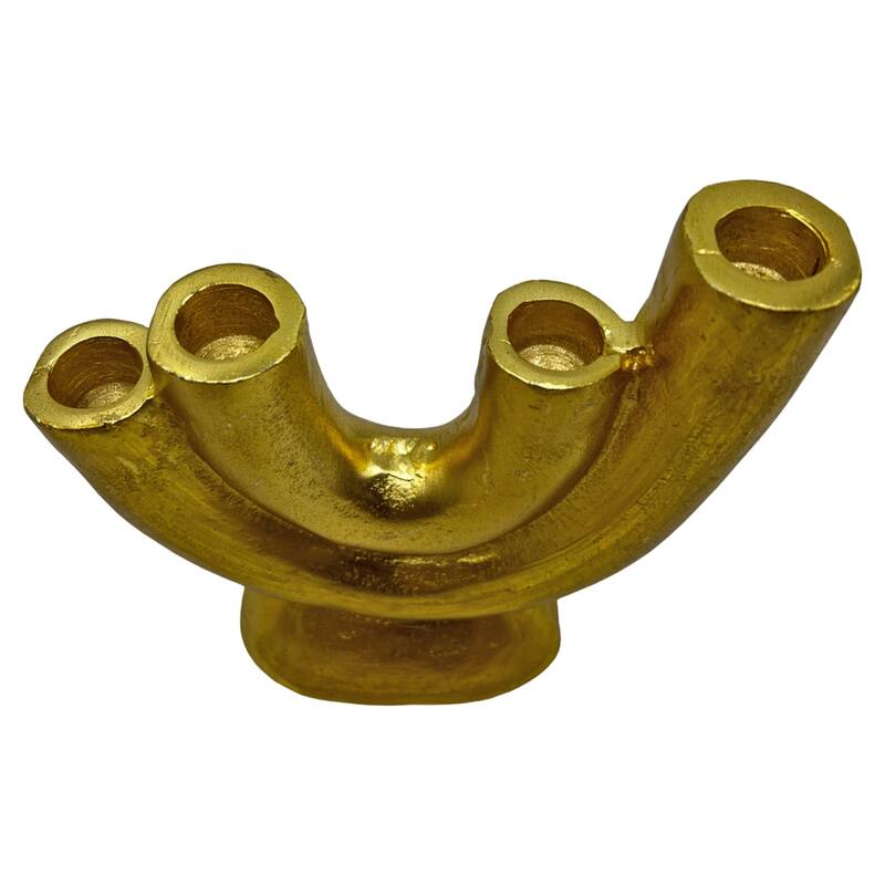 17 Inch Decorative Handmade Aluminum Modern U-shape Candle holder in Gold - 7 x 2 x 7 in