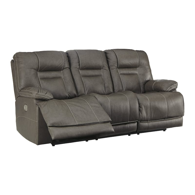 Wurstrow Contemporary Power Reclining Sofa with Adjustable Headrest Smoke