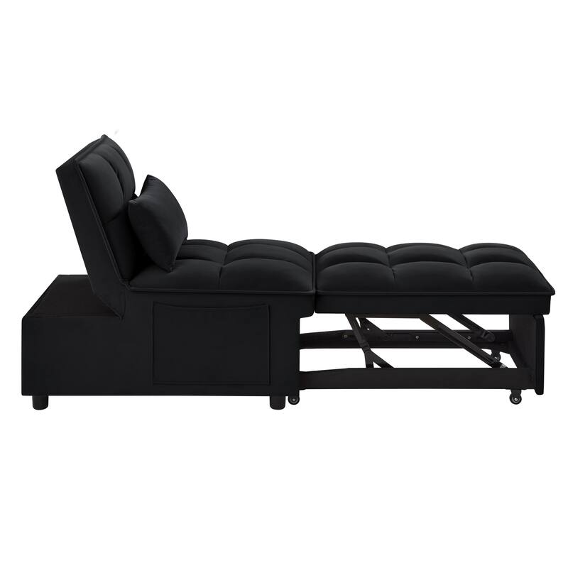 4 in1 Multi-Function Tufted Single Sofa Bed with Adjustable Backrest
