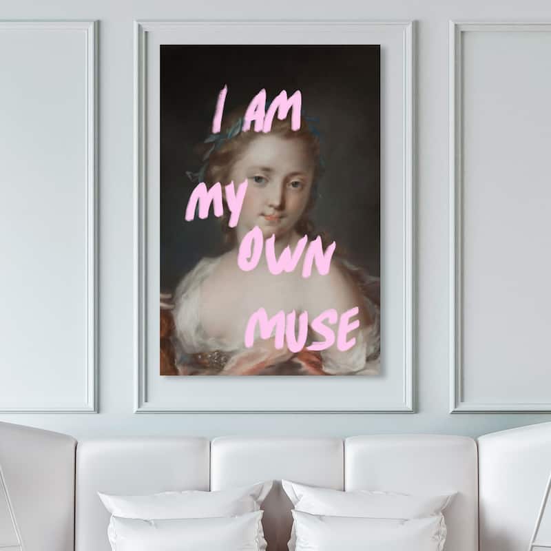 Wynwood Studio Canvas Fashion and Glam My Own Muse I Pink and Light Pink Shabby Chic Wall Art Canvas Print - 45 x 30