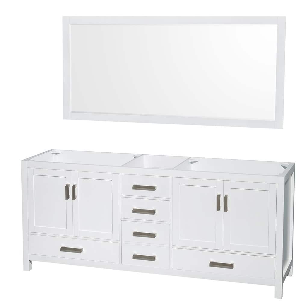 Wyndham Collection Sheffield 80" Hardwood Vanity Cabinet and Mirror -