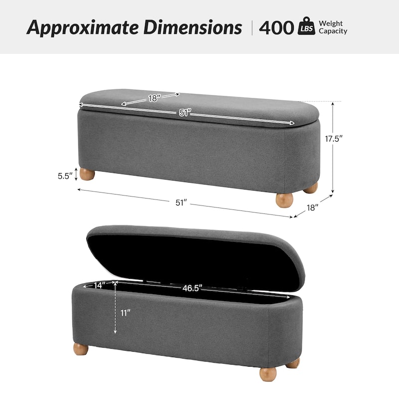 Felipe Modern Storage Bench with Solid Wood Legs by HULALA HOME