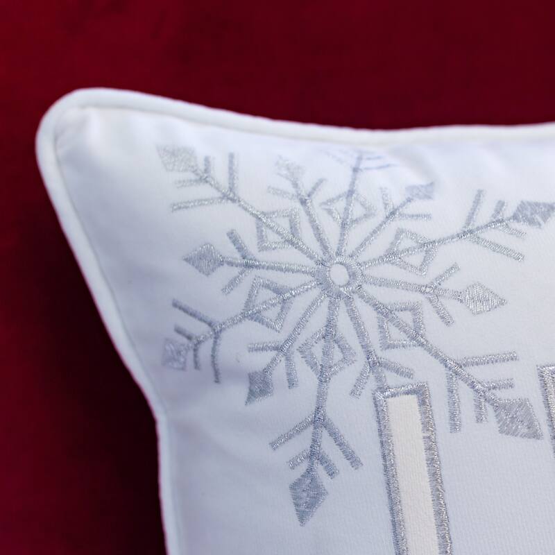 Nneka Let It Snow Ivory Velvet Lumbar Pillow