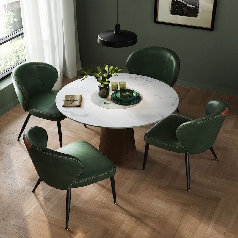Modern Dining Chairs with Steel Frame and Synthetic Leather Padded Seat
