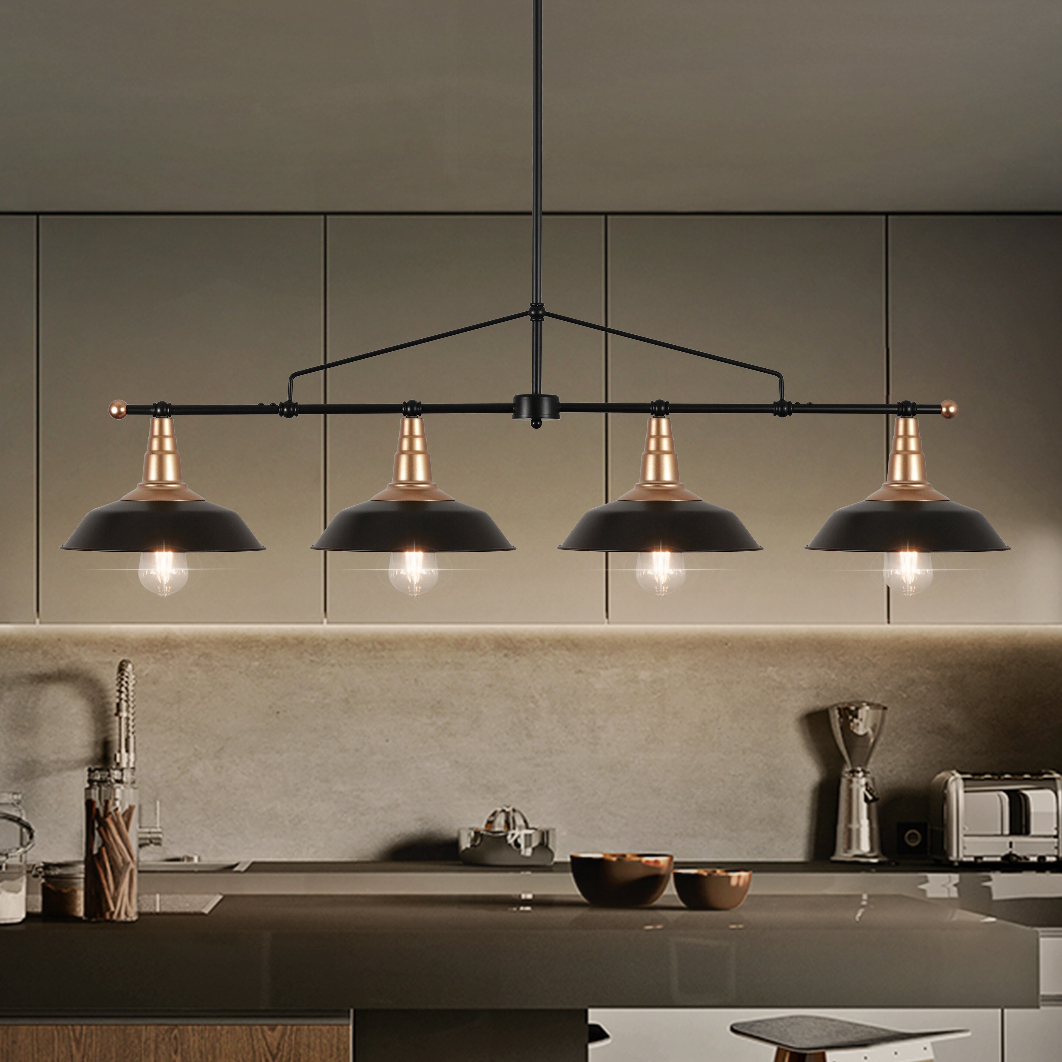 4/5-Light Industrial Linear Bowl-shaped Chandelier Lighting
