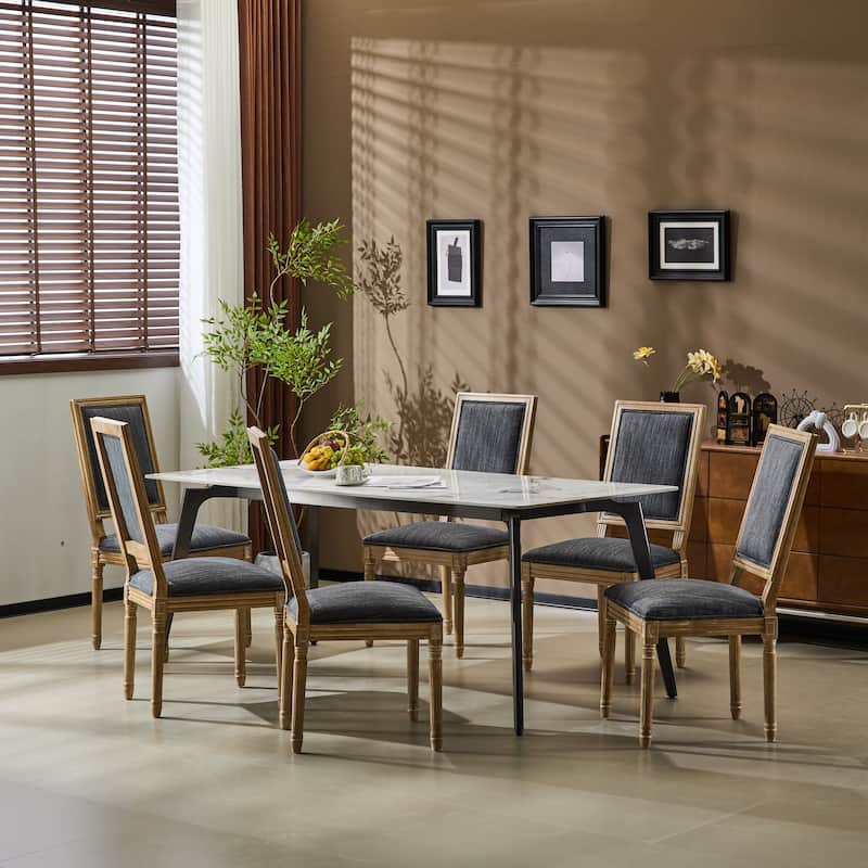Modern 6 Piece Fabric Dining Chair with Backrest Cushions Wooden Legs for Dining Room Kitchen Living Room Bedroom