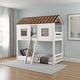 preview thumbnail 1 of 5, Nara Twin Size Bunk Bed, House Design with Ladder, White Rustic Wood