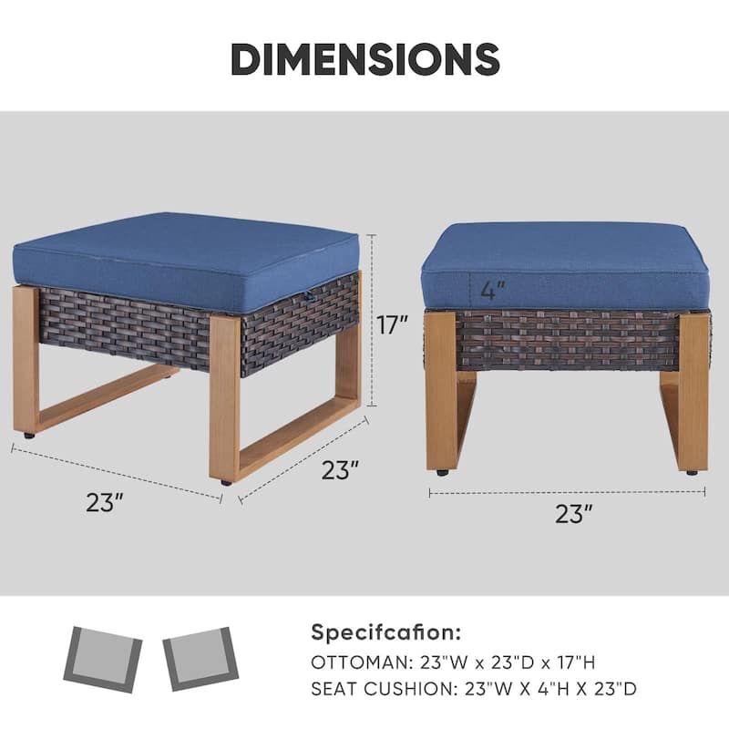 Gymojoy Outdoor Rattan Wicker Ottoman Seat Weather-resistance