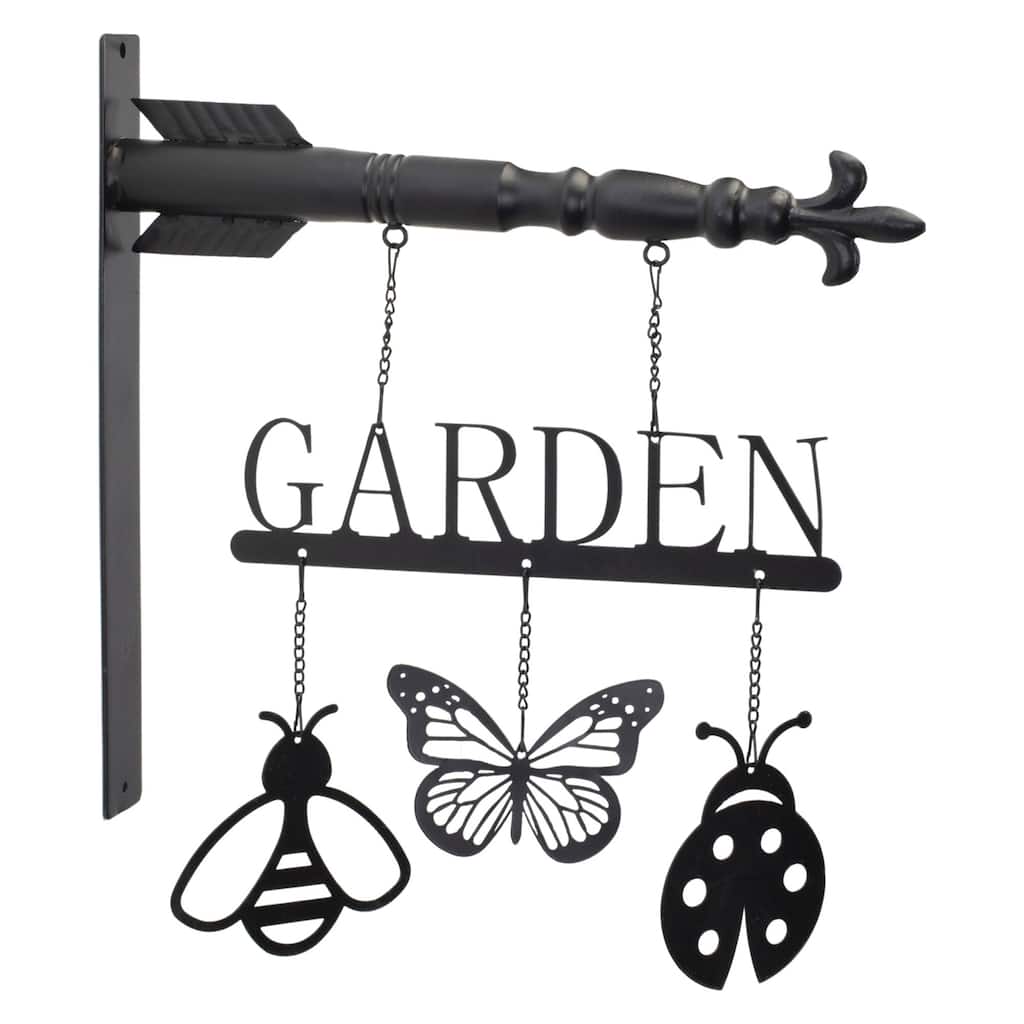 Butterfly Insects Garden Sign - 15.5" - Black