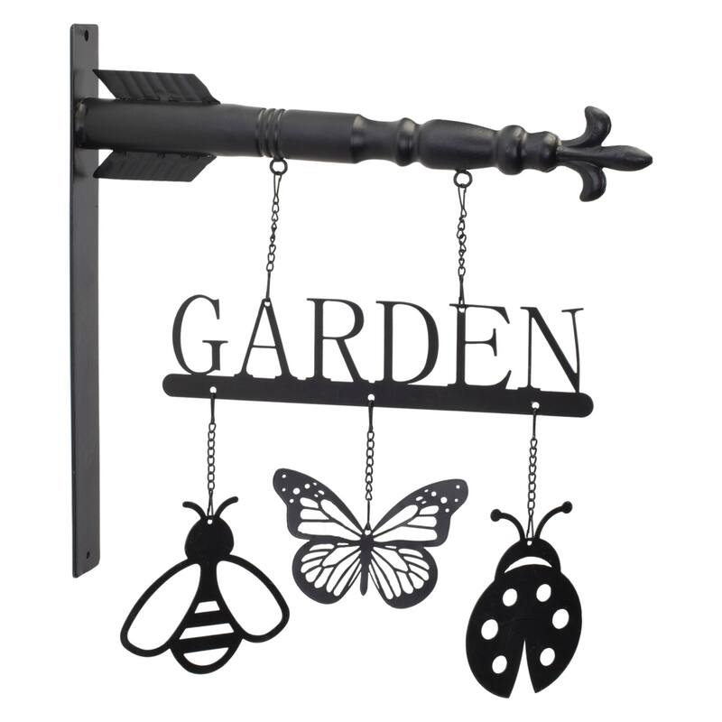 Butterfly Insects Garden Sign - 15.5" - Black