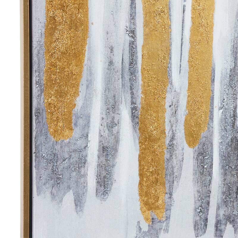 Canvas Abstract Framed Wall Art with Gold Frame - Gray - CosmoLiving by Cosmopolitan