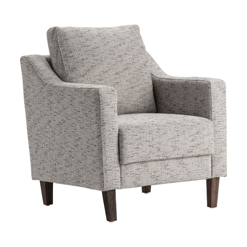 Gray Upholstered Accent Arm Chair with Brown Solid Wood Frame